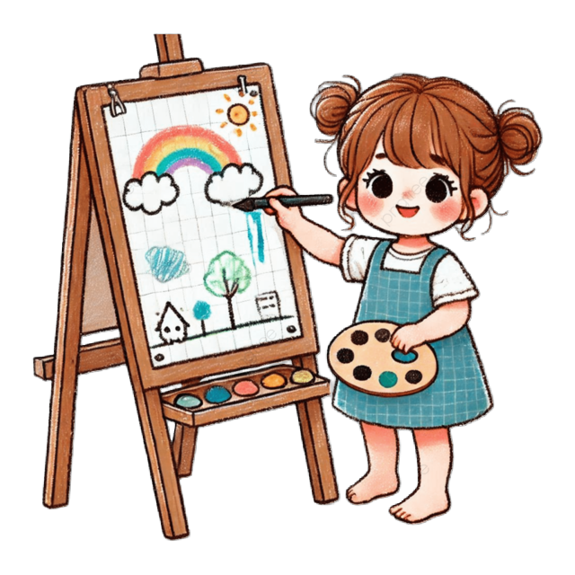 Niña pintando en un caballete